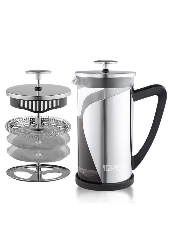 أي جريد ماكينة تحضير القهوة والشاي iGRiD French Press بسعة 1000 مل مع 4 مستويات من الترشيح الفائق، ماكينة تحضير القهوة المصنوعة من الفولاذ المقاوم للصدأ  - Image 2