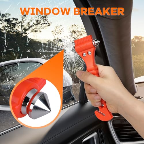 SINSEN Car Safety Hammer, Window Glass Hammer Breaker and Seatbelt Cutter, Emergency Automotive Escape Tool, 2-in-1 for Family Rescue, Glow in Dark, Set of 2 (S-02) - Image 3