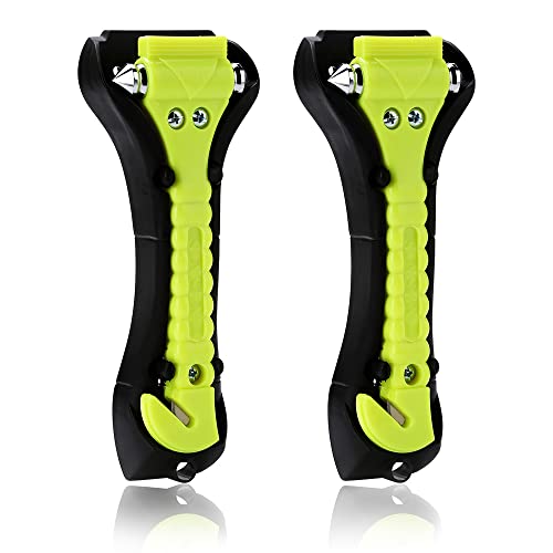 SINSEN Car Safety Hammer, Window Glass Hammer Breaker and Seatbelt Cutter, Emergency Automotive Escape Tool, 2-in-1 for Family Rescue, Glow in Dark, Set of 2 (S-02) - Image 1