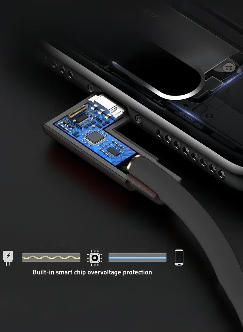 2 Pack 3.3FT(1m) 90 Degree Right Angle Braided Type C Fast Charging Cable USB-C Quick Charger Power Charge Cord - Image 4