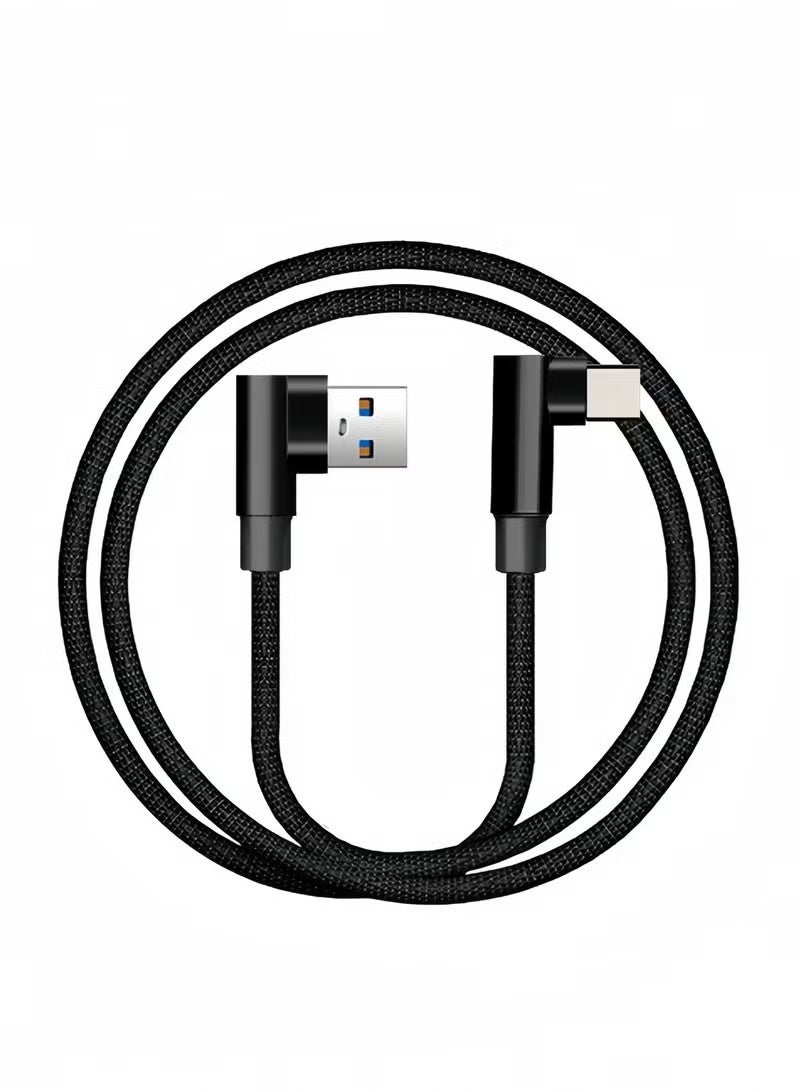 2 Pack 3.3FT(1m) 90 Degree Right Angle Braided Type C Fast Charging Cable USB-C Quick Charger Power Charge Cord - Image 2