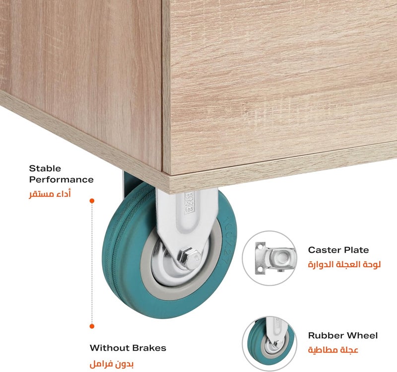 BMB Market need oriented construction TOOLS 100mm Caster Wheels Set of 4 Heavy Duty, Rigid Casters Top Plate Fitting, Non Marking Grey Rubber Fixed Caster Wheels for Cart Furniture Industrial Use Local market compliant trusted quality - Image 3