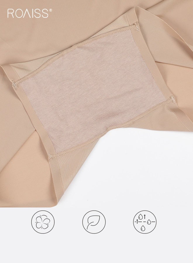 roaiss Women's 3-Piece High-Waisted Yoga Boxer Briefs, Anti-Exposure, Non-rolling, Pure Cotton Crotch, Bare-Feel, Women's Safety Shorts, Can Be Worn as Outerwear - Image 4