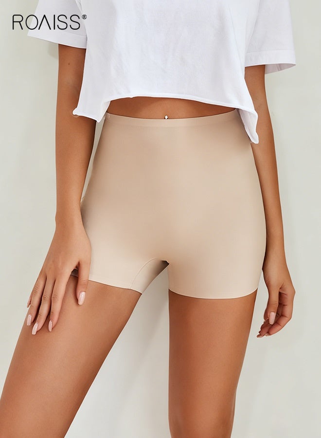 roaiss Women's 3-Piece High-Waisted Yoga Boxer Briefs, Anti-Exposure, Non-rolling, Pure Cotton Crotch, Bare-Feel, Women's Safety Shorts, Can Be Worn as Outerwear - Image 2