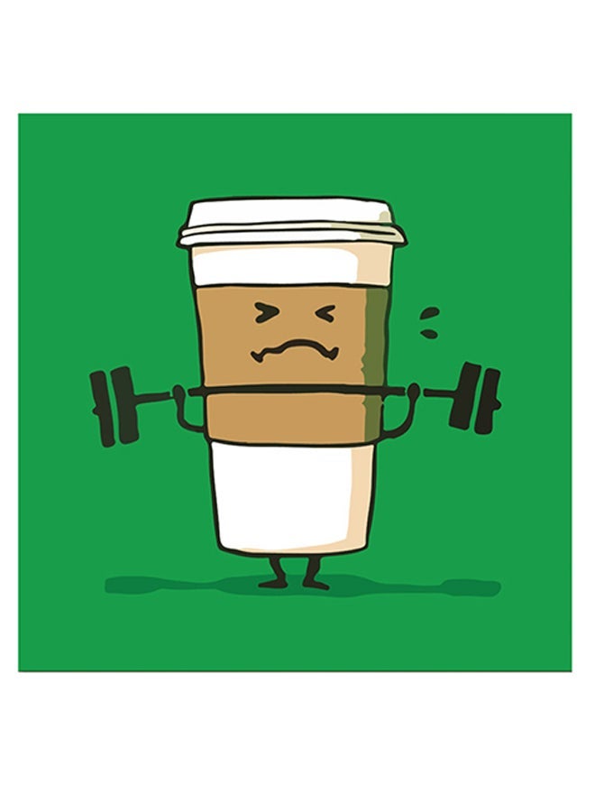 RYN Coffee Themed Printed MDF Wall Art Green/Brown/White 30x30cm - Image 1