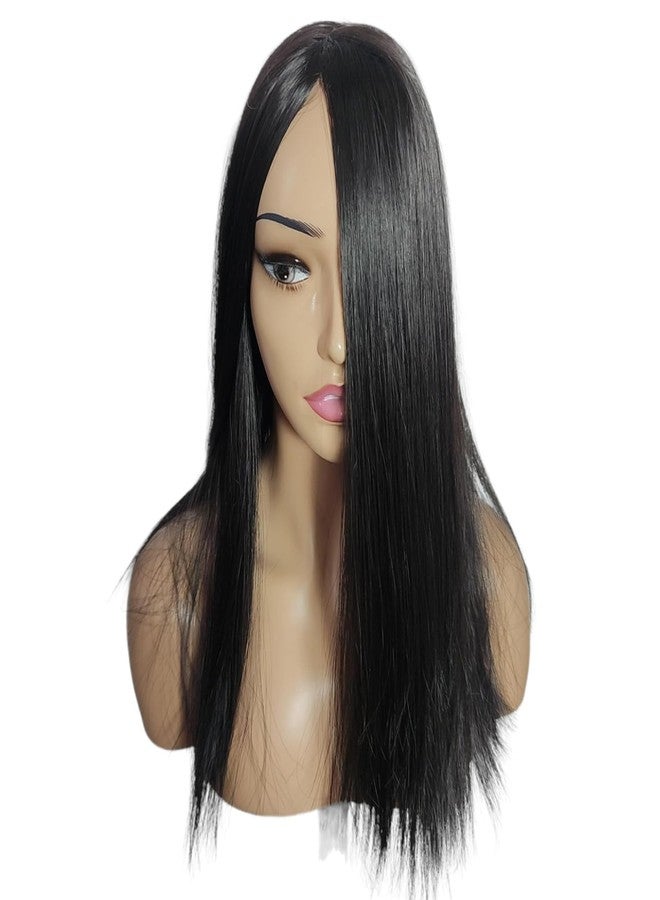 FLUSHIA Women Forehead Hair Frontal Hairpiece 22 Inch Long Black with 3 Clip-In Hair Topper pack of 1 - Image 5