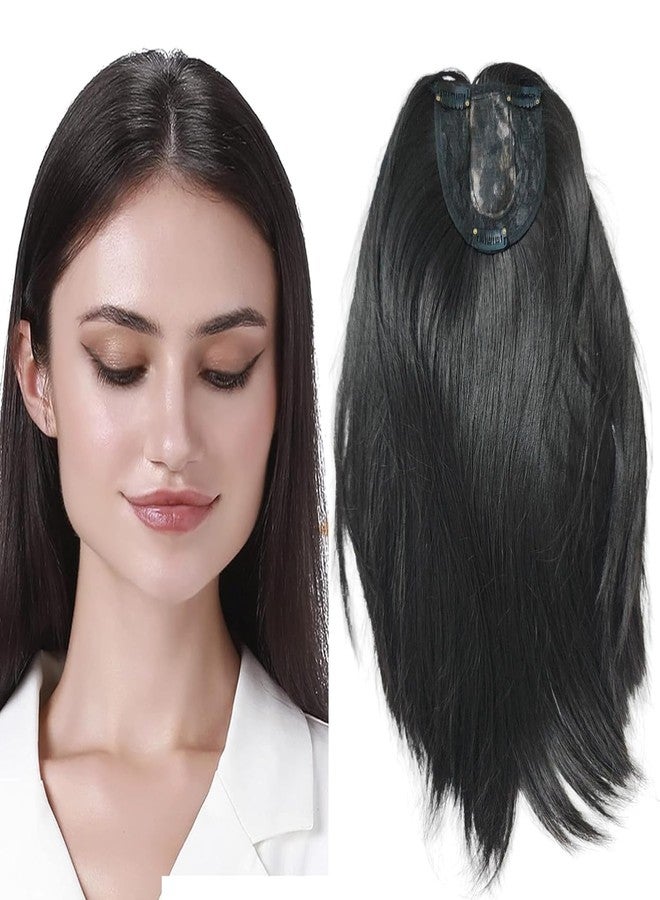 FLUSHIA Women Forehead Hair Frontal Hairpiece 22 Inch Long Black with 3 Clip-In Hair Topper pack of 1 - Image 2