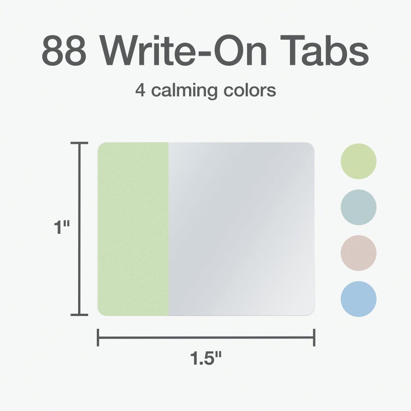 Redi-Tag Write-On Tabs, Repositionable Tabs for Binders and Planners, Removable Pop Up Tags, 4 Calming Colors, 1" x 1.5", 88 Per Pack (1006508) - Image 2