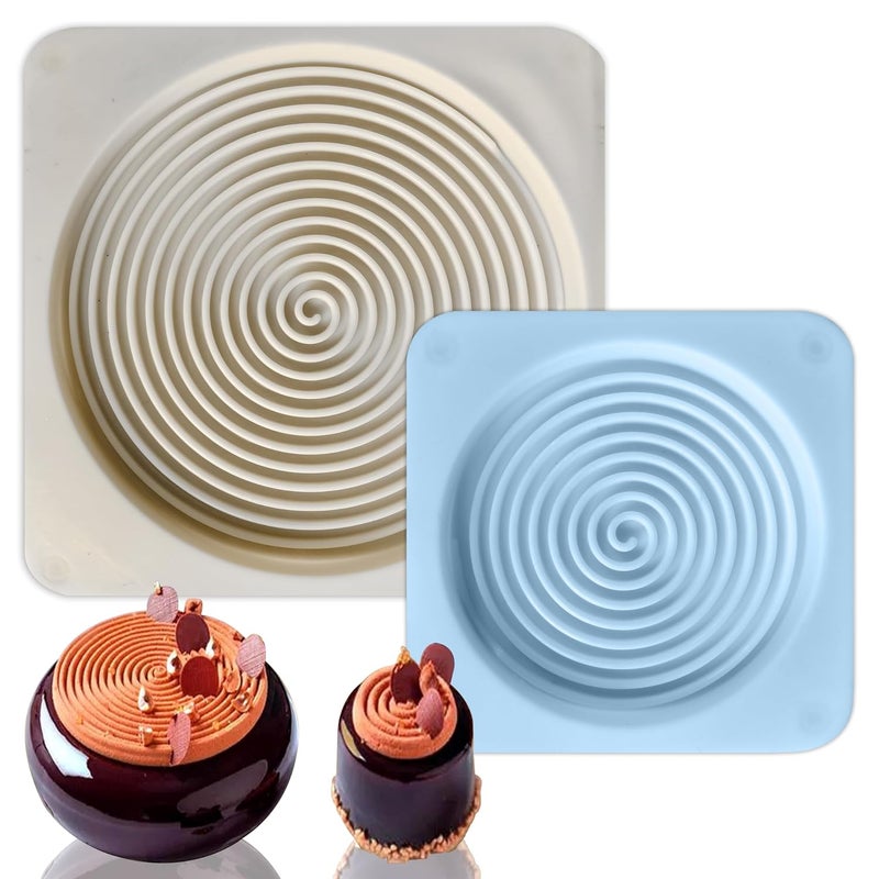 MoldBerry Silicone Big and Small Silicone Spiral Design Chocolate Mold Candy Tart Mousse Cake Cookie Dessert Ice Cream Decoration Disc Diameter Pack of 2 - Image 1