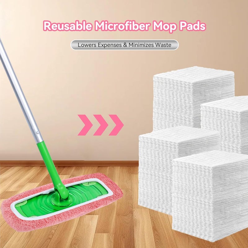Fanshuge 4Pcs Reusable Coral Fleece Mop Pads Compatible with Swiffer Sweeper，Dry Sweeping Cloths & Wet Mopping Cloths Washable Wet Pads for Hardwood Surface Floor Cleaning - Image 5