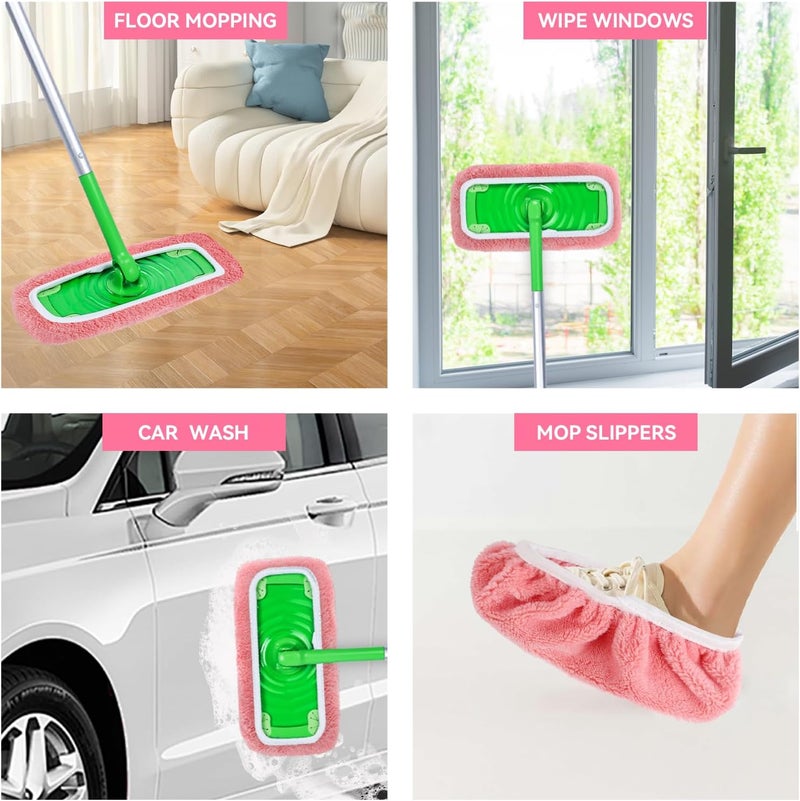 Fanshuge 4Pcs Reusable Coral Fleece Mop Pads Compatible with Swiffer Sweeper，Dry Sweeping Cloths & Wet Mopping Cloths Washable Wet Pads for Hardwood Surface Floor Cleaning - Image 4