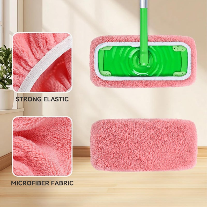 Fanshuge 4Pcs Reusable Coral Fleece Mop Pads Compatible with Swiffer Sweeper，Dry Sweeping Cloths & Wet Mopping Cloths Washable Wet Pads for Hardwood Surface Floor Cleaning - Image 3