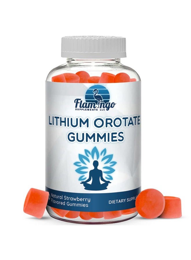 Flamingo Supplements Lithium Orotate Gummies 5mg per Serving - Third Party Tested, Plant Based. Alterative to Lithium Drops or Pills. Trace Mineral for Mood Support- Strawberry Flavored Lithium Supplements- 60 Count - Image 1