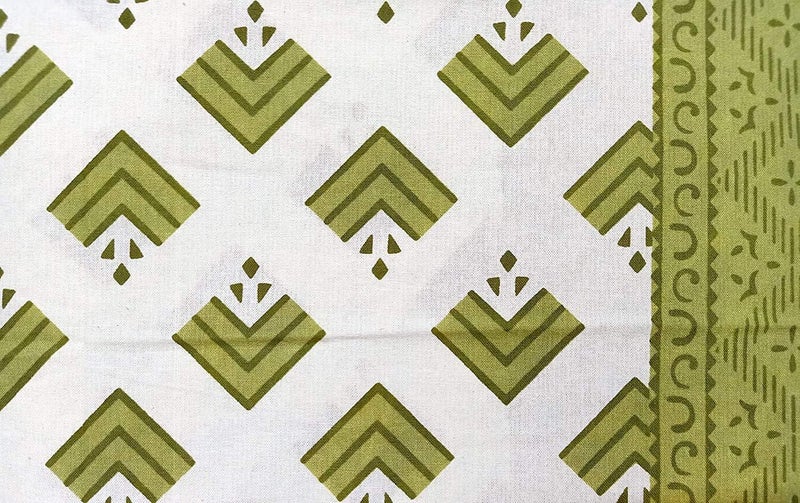 ART WORLD Queen Size Double Bed Sheet with Pillow Covers Pure Cotton Jaipuri Traditional Printed Bedcover (Green) - Image 4
