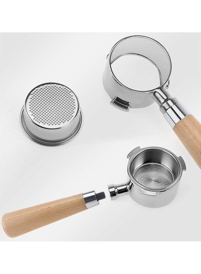 NIBEMINENT 51mm Espresso Coffee Bottomless Portafilter Silver/Beige - Image 3