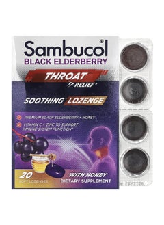 Sambucol Sambucol, Black Elderberry, Throat Relief, Soothing Lozenge With Honey, 20 Soft Lozenges 