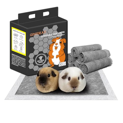 GINIDEAR Guinea Pig Bedding, Disposable Guinea Pig Cage Liners, Charcoal Odor Controlling Absorbent Waterproof Pee Pads for Rabbits, Hamster and Other Small Animals. 18''x24'',50 Count - Image 1