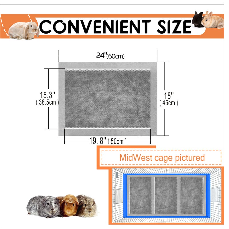 GINIDEAR Guinea Pig Bedding, Disposable Guinea Pig Cage Liners, Charcoal Odor Controlling Absorbent Waterproof Pee Pads for Rabbits, Hamster and Other Small Animals. 18''x24'',50 Count - Image 4