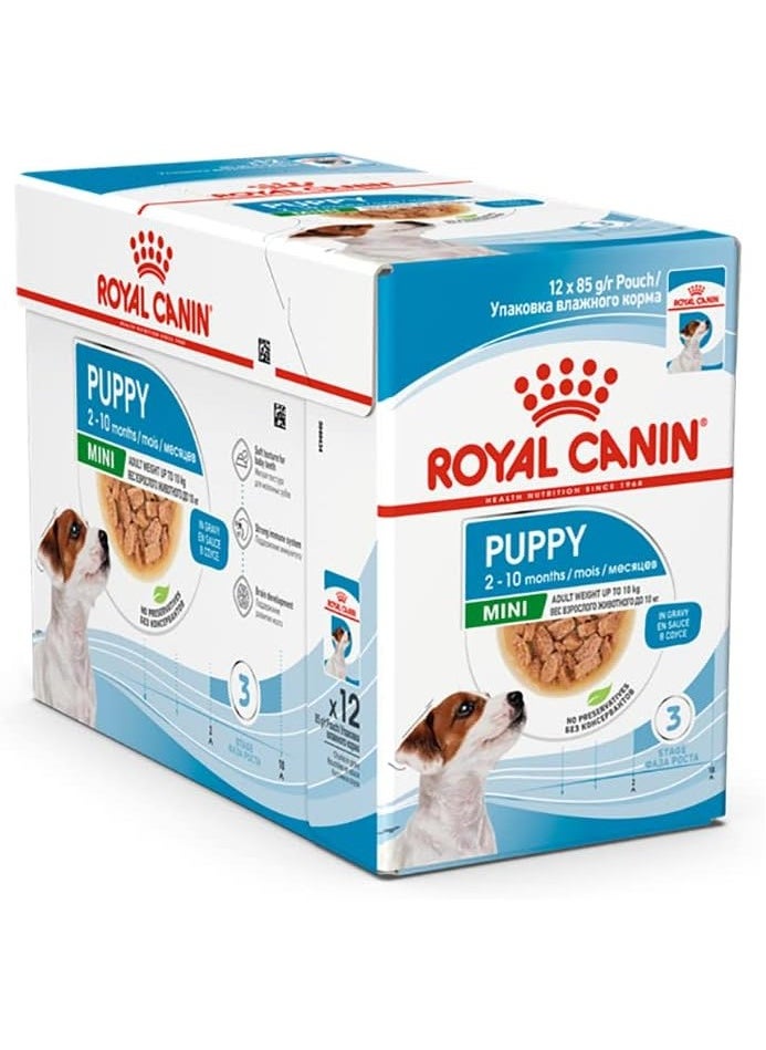 ROYAL CANIN Royal Canin, Mini Puppy Pouch Wet Dog Food, 85 grams, Pack of 12  - Image 1