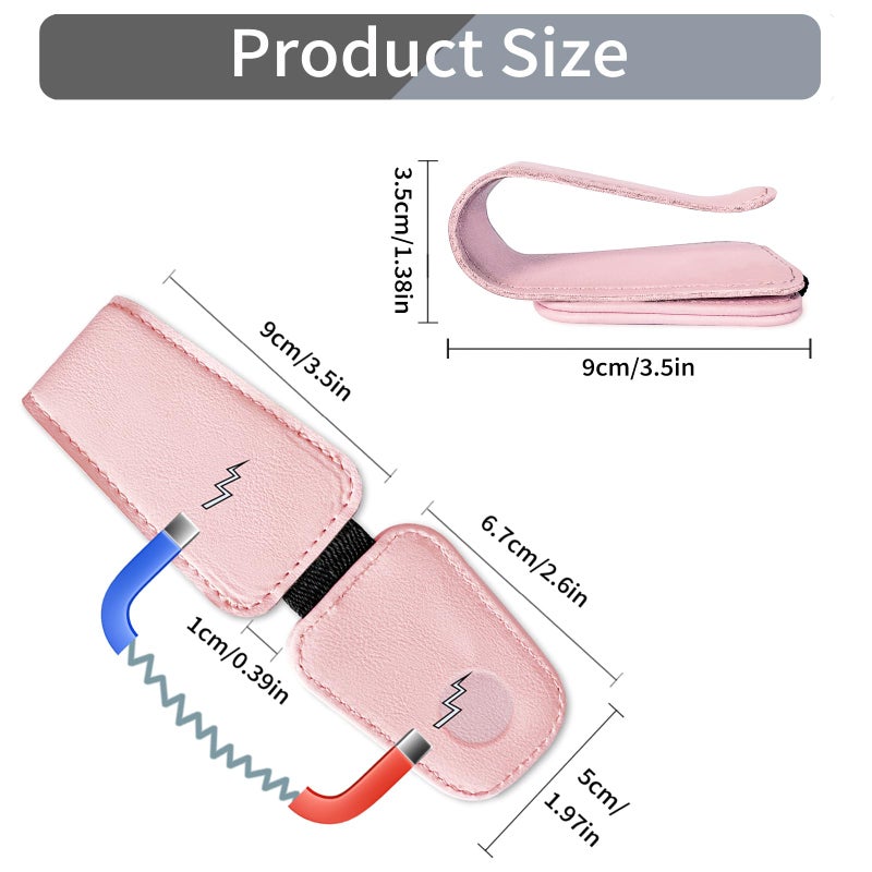 TILDOSAC Sunglass Holder Organizer Clip for Car Visor, Durable and Scratch Resistant Sunglasses Organizer with Magnetic Clip, Pink Car Interior Essentials Accessories for Men Women Aesthetic - Image 3