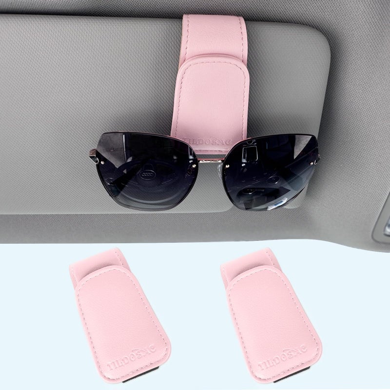 TILDOSAC Sunglass Holder Organizer Clip for Car Visor, Durable and Scratch Resistant Sunglasses Organizer with Magnetic Clip, Pink Car Interior Essentials Accessories for Men Women Aesthetic - Image 2