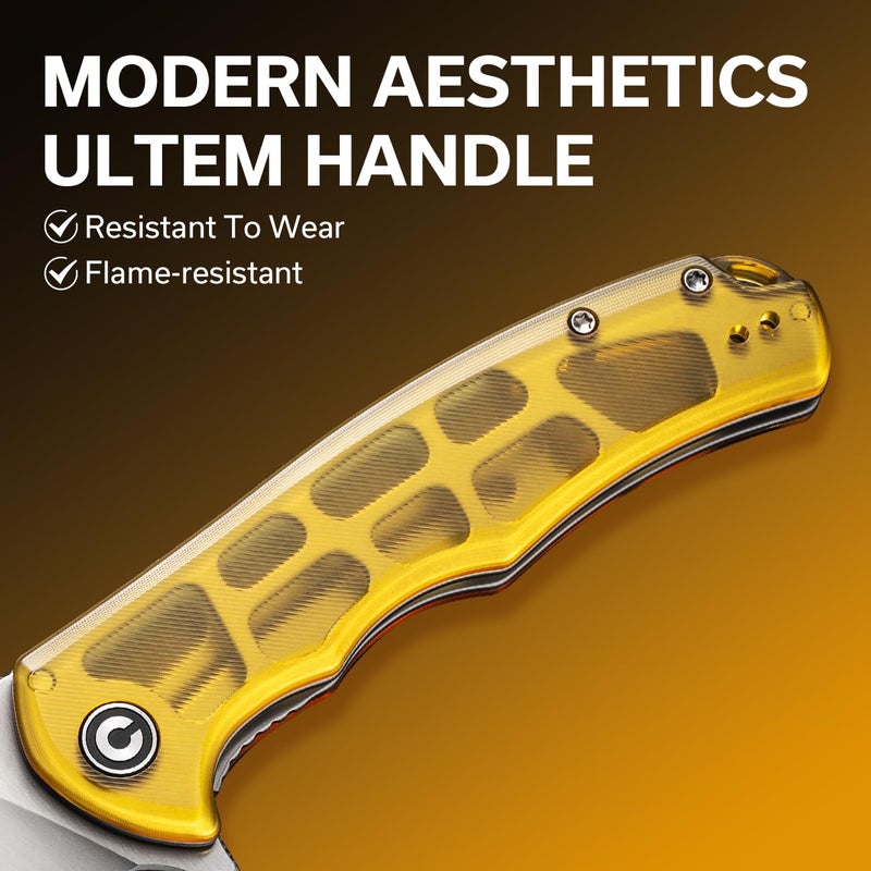 CIVIVI Praxis Pocket Folding Knife - Modern Aesthetics Ultem Handle, 3.75" Sharp Blade, Deep Carry Clip for EDC C803L - Image 2