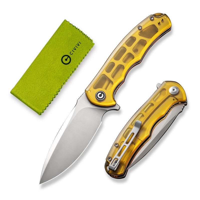 CIVIVI Praxis Pocket Folding Knife - Modern Aesthetics Ultem Handle, 3.75" Sharp Blade, Deep Carry Clip for EDC C803L - Image 1