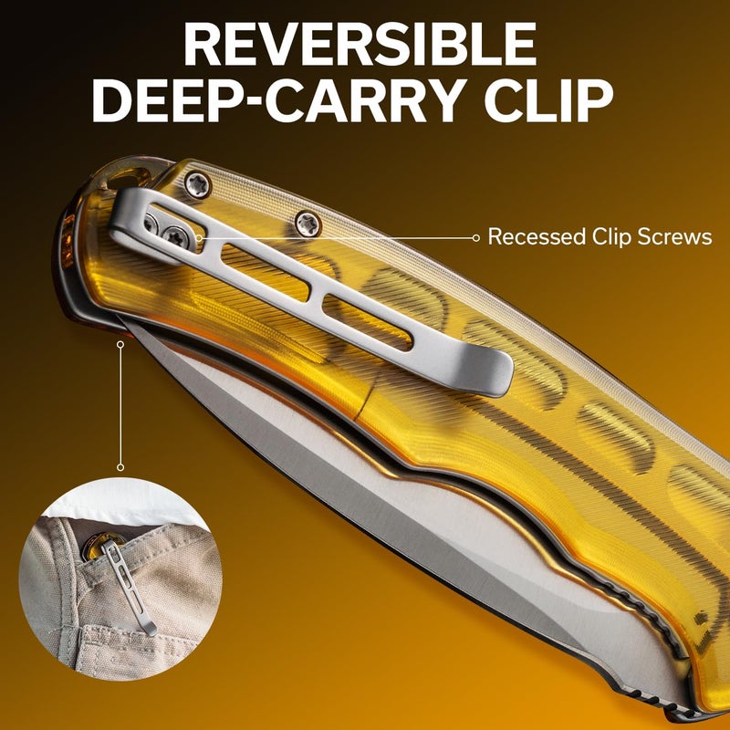 CIVIVI Praxis Pocket Folding Knife - Modern Aesthetics Ultem Handle, 3.75" Sharp Blade, Deep Carry Clip for EDC C803L - Image 5