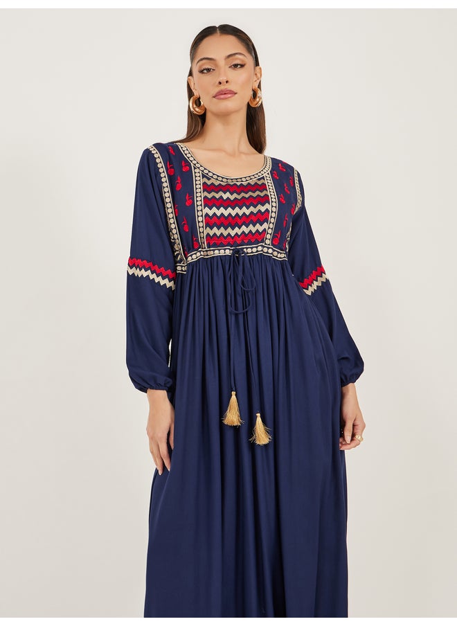 Maxim Creation Maxim Creation Women Navy Blue Maxi Embroidered Jalabiya  - Image 3