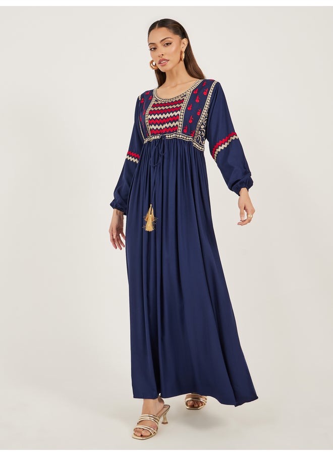 Maxim Creation Maxim Creation Women Navy Blue Maxi Embroidered Jalabiya  - Image 2