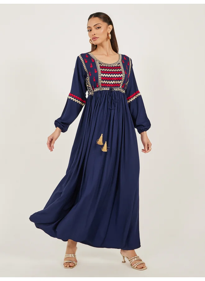 Maxim Creation Maxim Creation Women Navy Blue Maxi Embroidered Jalabiya