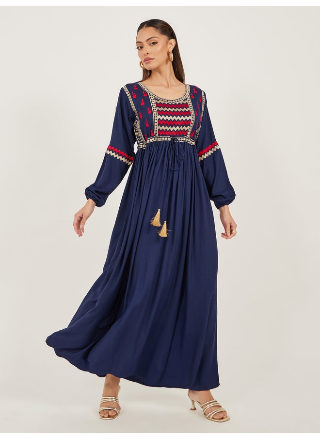 Maxim Creation Maxim Creation Women Navy Blue Maxi Embroidered Jalabiya  - Image 1