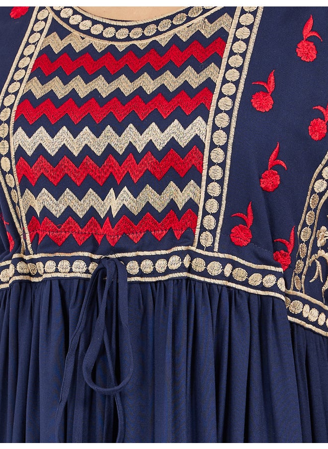 Maxim Creation Maxim Creation Women Navy Blue Maxi Embroidered Jalabiya  - Image 4