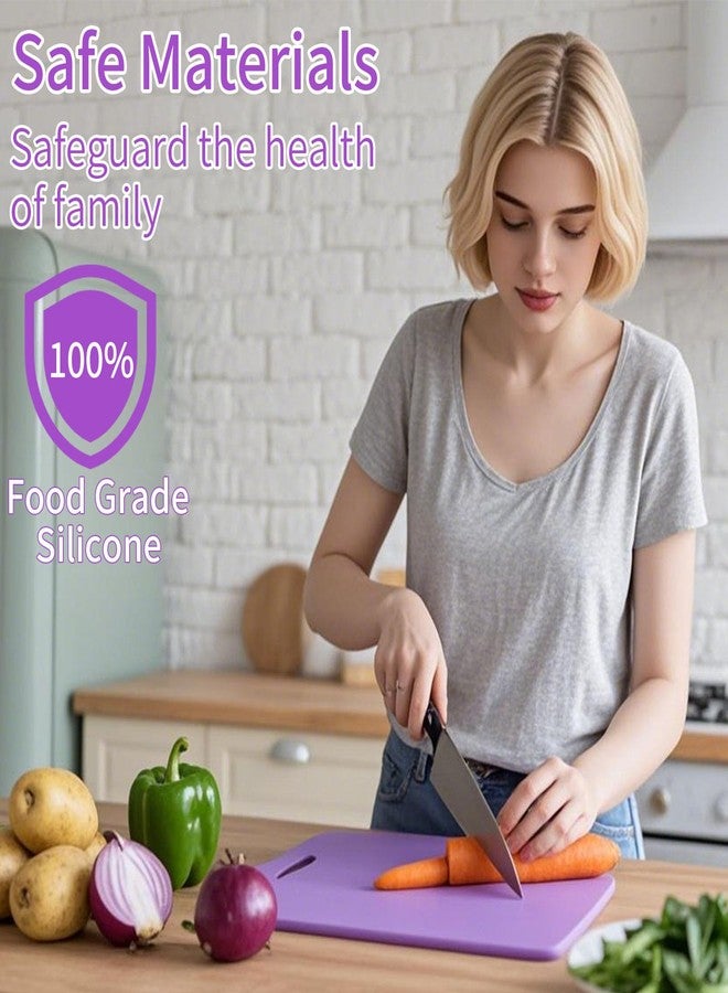 Jerliflyer Silicone Cutting Board for Kitchen, 11.8''x 8.6'' Flexible Cutting Boards, BPA Free Non Slip Cutting Mat for Meat, Vegetables and Fruit,Dishwasher Safe (Purple) - Image 5