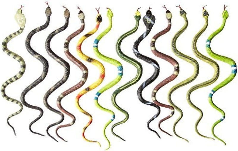 Rhode Island Novelty 12 Rubber Rainforest Snakes - 14" Assorted Nature Figures for Kids and Party Favors - Image 1