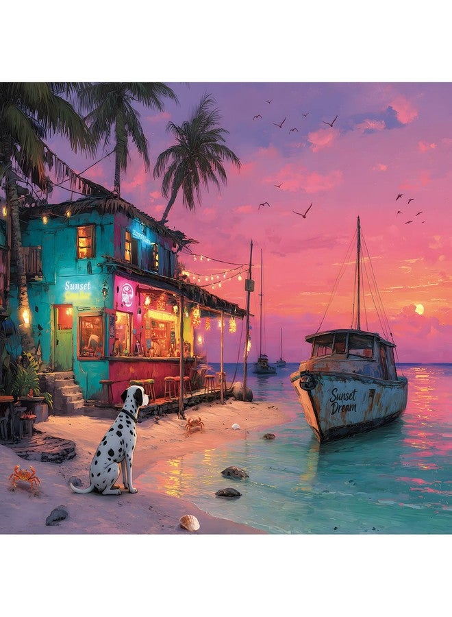 EIYRURU 500 Piece Jigsaw Puzzle for Adults - Beach Bar Jigsaw Puzzles 500 Pieces, Tropical Coastal Seaside Puzzles for Adults 500 Pieces, Challenging Perfect for Game Nights, 20.5 X 15 in - Image 1