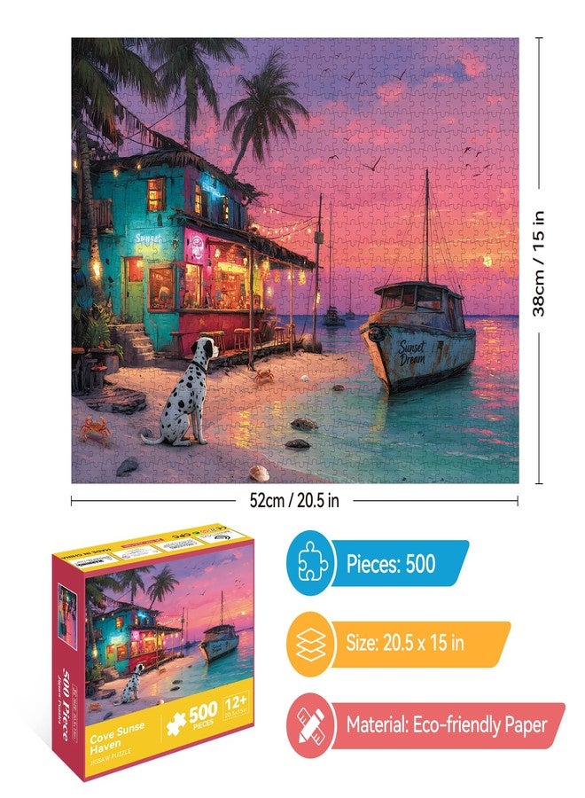 EIYRURU 500 Piece Jigsaw Puzzle for Adults - Beach Bar Jigsaw Puzzles 500 Pieces, Tropical Coastal Seaside Puzzles for Adults 500 Pieces, Challenging Perfect for Game Nights, 20.5 X 15 in - Image 2