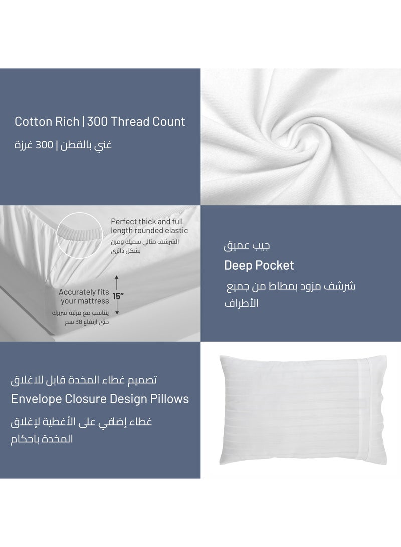 Donetella Comforter Set 7-Pieces Double Size Hotel Style All Season Cotton Blend Stripe Pattern Bedding Set With  Down Alternative Filling, French Oak  - Image 5
