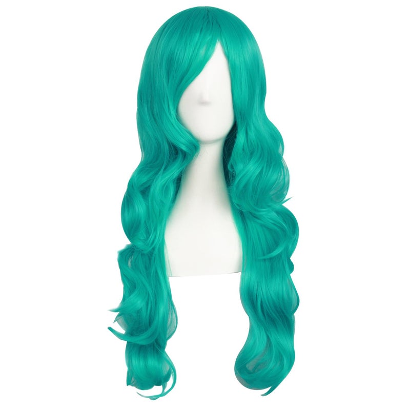 MapofBeauty MapofBeauty 24 Inch/60cm Charming Synthetic Fiber Long Wavy Hair Wig Women's Party Full Wig (Dark Teal Green) 