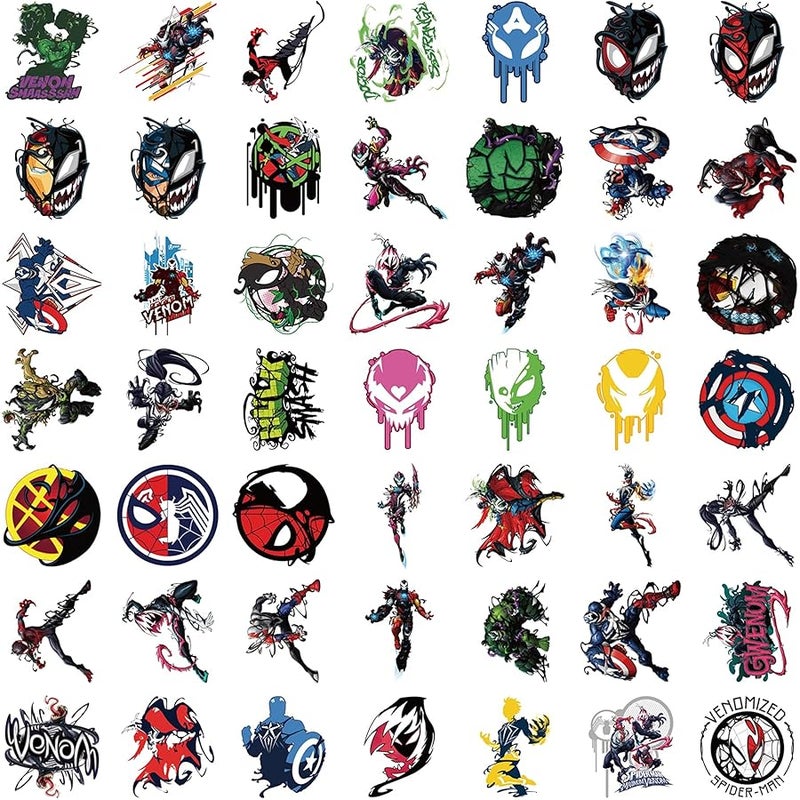 BERFLYTER 50Pcs Venom Themes Waterproof Stickers for Water Bottle Cup Laptop Bike Skateboard Luggage Box Vinyl Graffiti Patches BRJHSL - Image 3