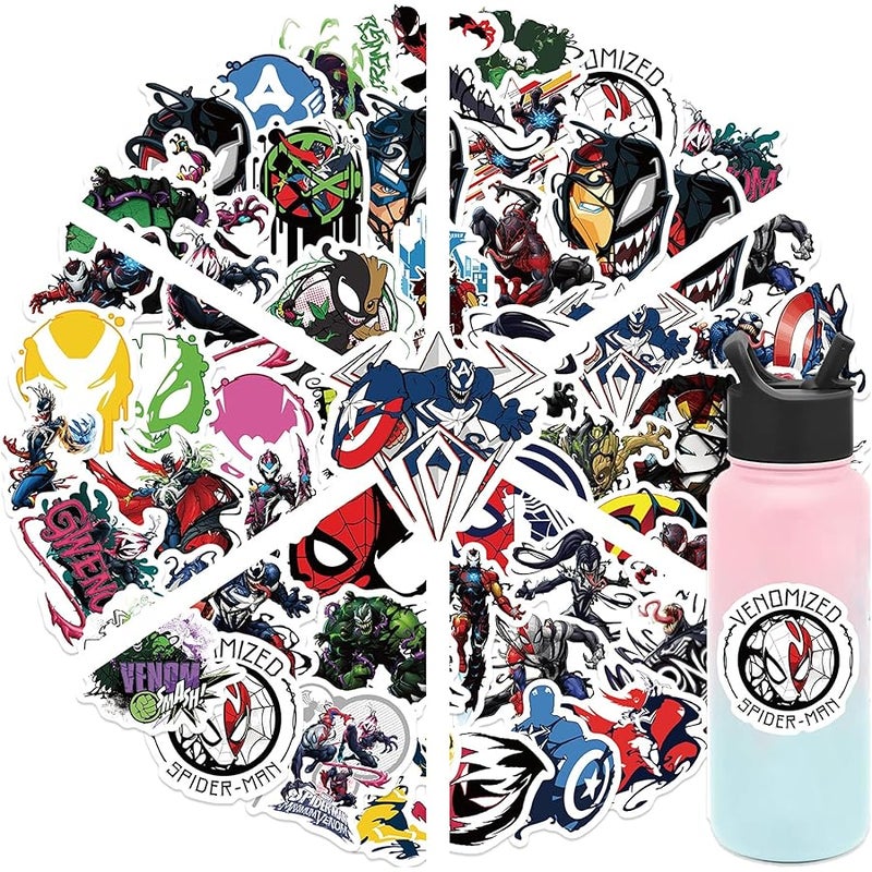 BERFLYTER 50Pcs Venom Themes Waterproof Stickers for Water Bottle Cup Laptop Bike Skateboard Luggage Box Vinyl Graffiti Patches BRJHSL - Image 2