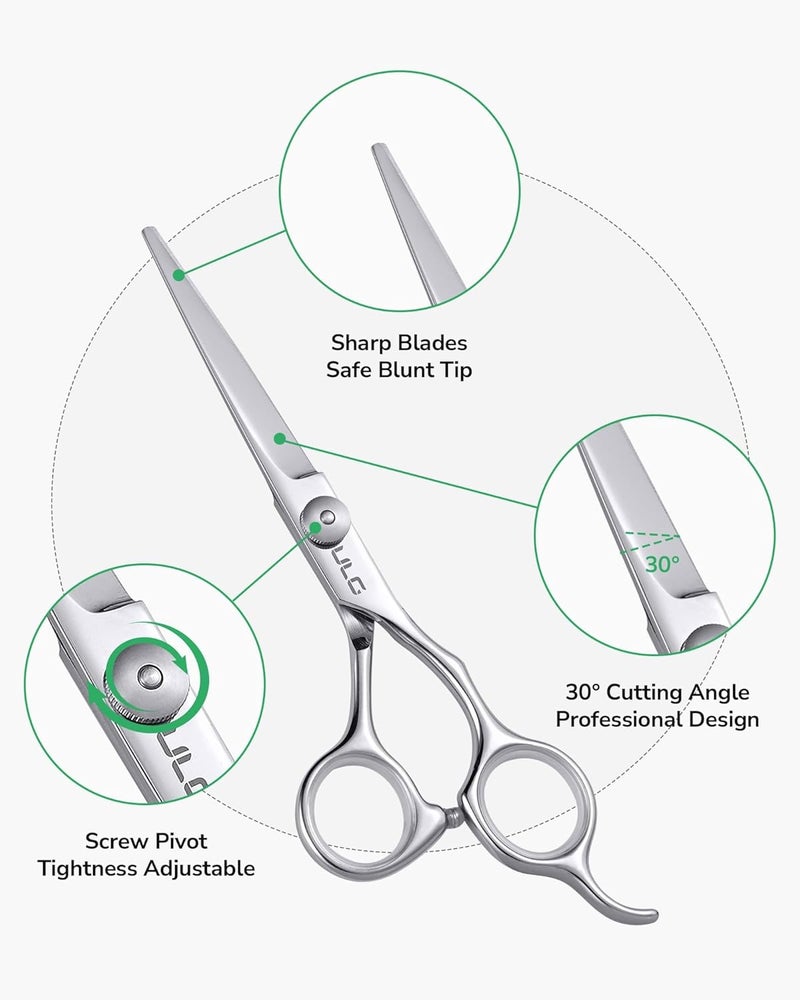 ULG Professional Hair Cutting Scissors, 6.5 Inch Right-Handed Razor Blade, Hairdressing Scissors, Salon Hair Cutting Scissors Made of Japanese Stainless Steel, Hand Polished, Silver - Image 3