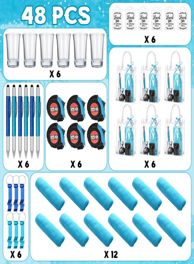 Leinuosen 6 Set Baby Shower Prizes for Men with Cleaning Cloth Bottle Opener Screwdriver Tape Measuring Keychain Multi Tool Pen Gift Bag Baby Shower Game Prizes for Winner(Blue,Classic Style) - Image 4