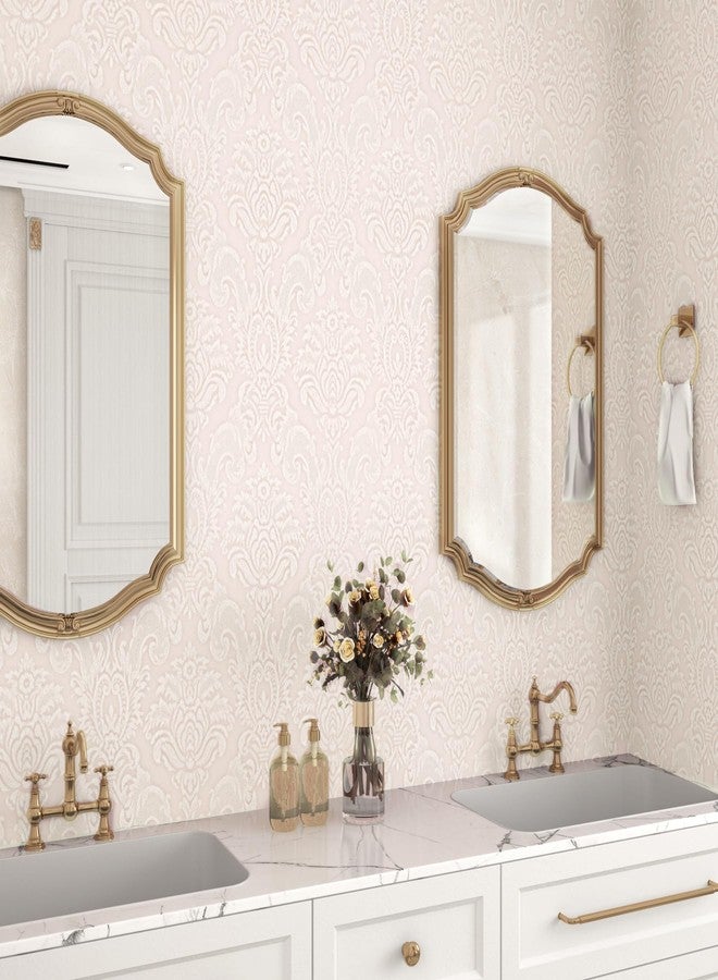 LACHEERY Pink Floral Damask Wallpaper Peel and Stick Wallpaper Pink Textured Fabric Wallpaper Self Adhesive Contact Paper Pink Wall Paper for Girls Bedroom Bathroom Cabinets Drawers Walls 15.8"x80" - Image 4