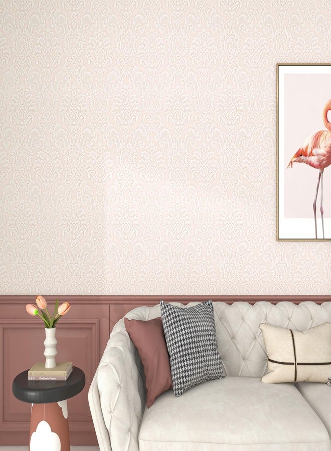 LACHEERY Pink Floral Damask Wallpaper Peel and Stick Wallpaper Pink Textured Fabric Wallpaper Self Adhesive Contact Paper Pink Wall Paper for Girls Bedroom Bathroom Cabinets Drawers Walls 15.8"x80" - Image 5