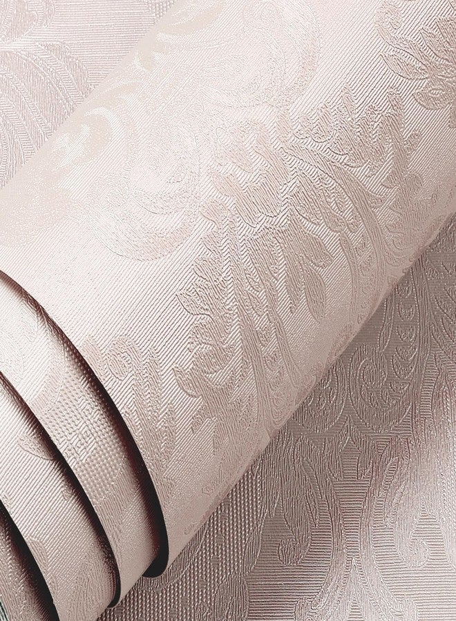 LACHEERY Pink Floral Damask Wallpaper Peel and Stick Wallpaper Pink Textured Fabric Wallpaper Self Adhesive Contact Paper Pink Wall Paper for Girls Bedroom Bathroom Cabinets Drawers Walls 15.8"x80" - Image 2