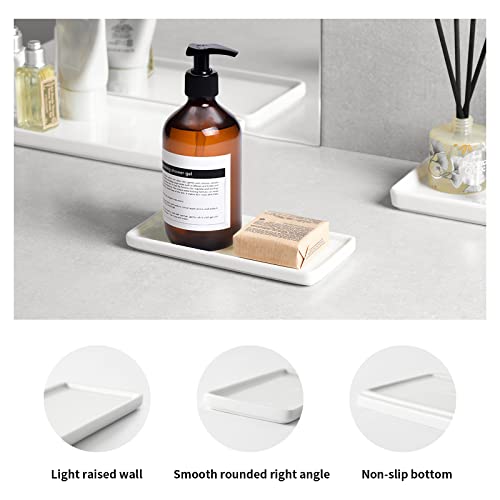 Gurygo 2 Pack 6" Bathroom Tray for Counter - Ceramic Vanity Trays for Bathroom - Small Rectangle Ceramic Tray - Kitchen Soap Trays for Kitchen Counter (White, Set/2) - Image 4