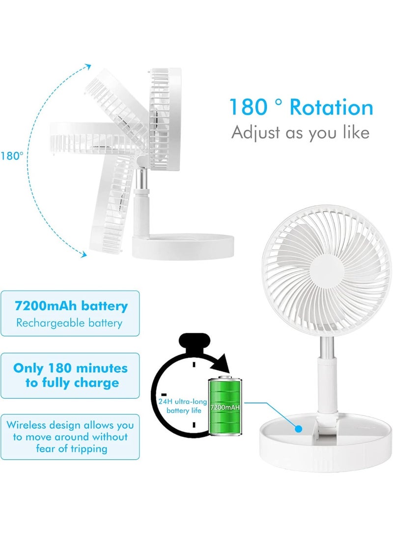 GIGZION Portable Folding Vertical Fan with Adjustable Height, Quiet Rechargeable Table Fan, Mini Desk Fan for Travel, Home, and Office - Image 1