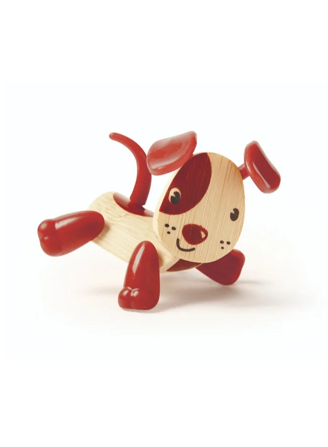 هيب Hape Mini-Mals Dog Bamboo Animal Figure for Kids 3Y+, Small Wooden Puppy Toy for Pretend Play, Animal Recognition, Creative Storytelling & Imaginative Play