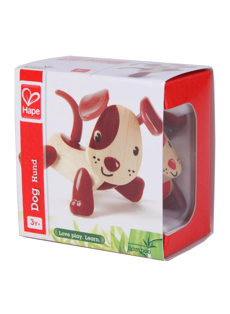 هيب Hape Mini-Mals Dog Bamboo Animal Figure for Kids 3Y+, Small Wooden Puppy Toy for Pretend Play, Animal Recognition, Creative Storytelling & Imaginative Play